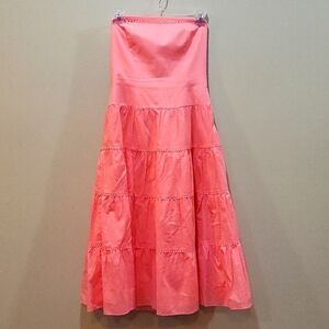 Laundry by Shelli Segal Strapless coral peach dress with rick rack EUC Size 4